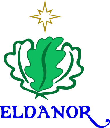Logotipo verde con hojas, una estrella dorada encima y el texto azul &laquo;ELDANOR&raquo; debajo