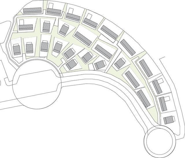 Un dibujo en blanco y negro de una ciudad con muchos edificios.