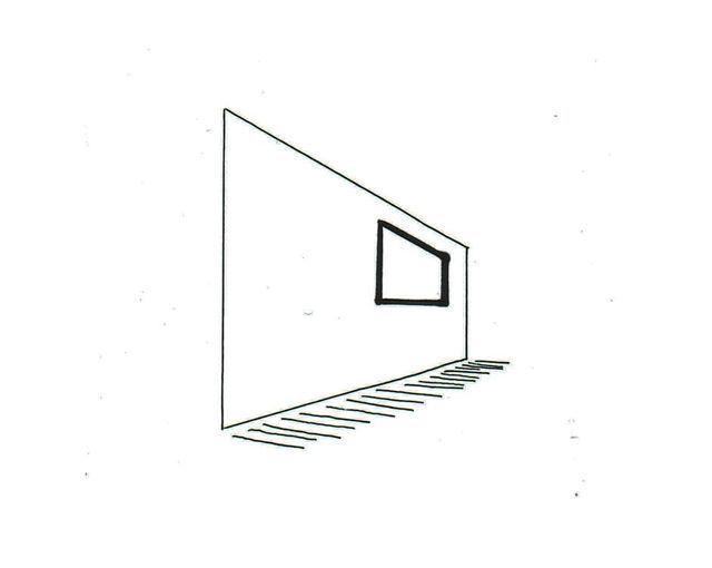 Un dibujo en blanco y negro de un triángulo con un cuadrado en el medio.