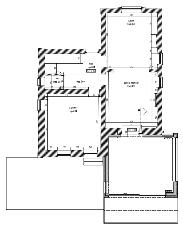 Un plano en blanco y negro de una casa.