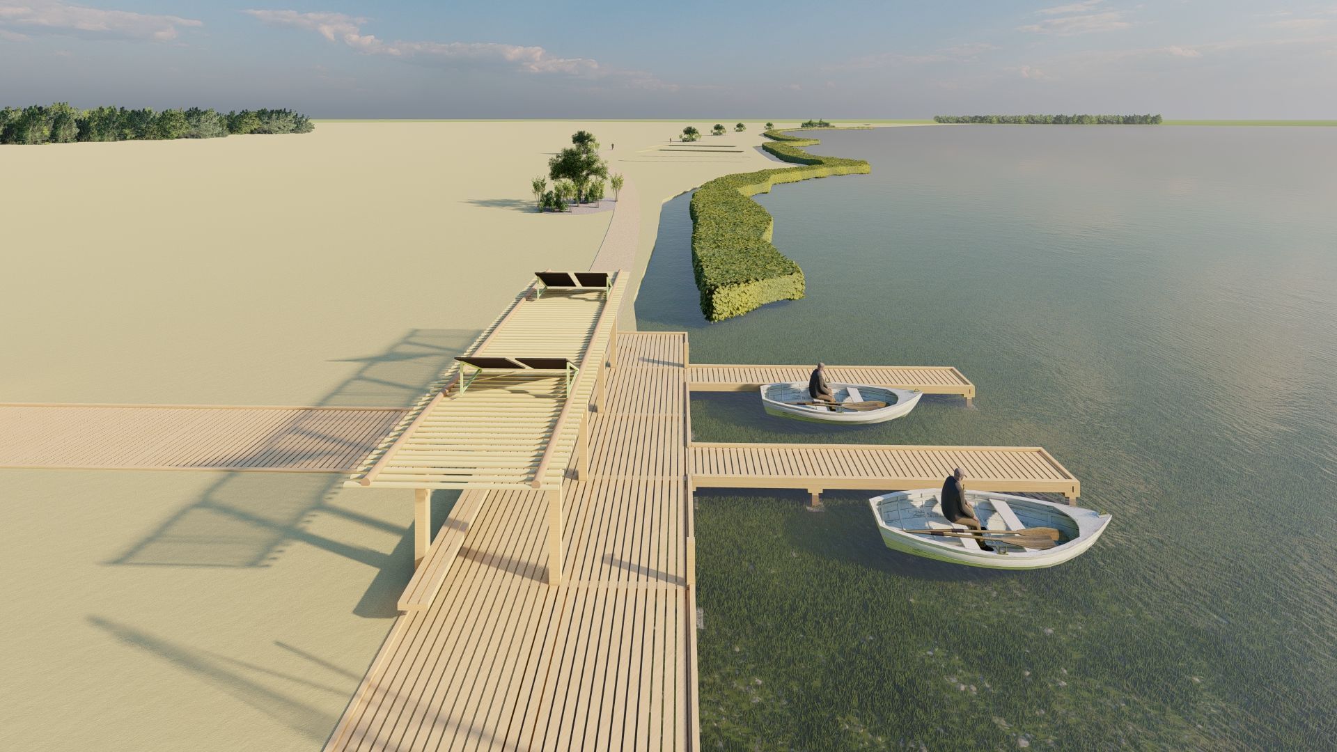 Un grupo de personas están sentadas en barcos en un muelle.