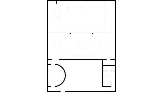 Un plano en blanco y negro de una casa.