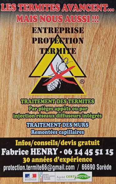 Affiche avec un termite barré avec une croix rouge.