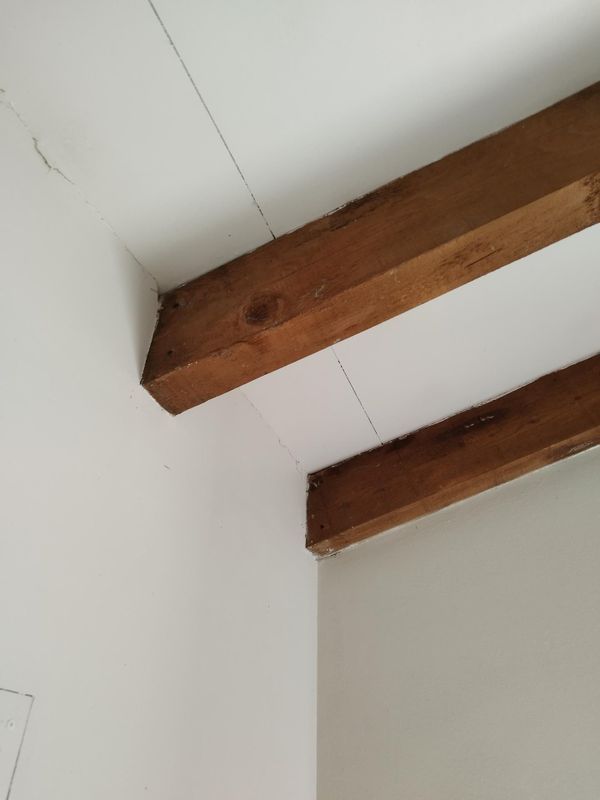 Deux poutres au plafond.