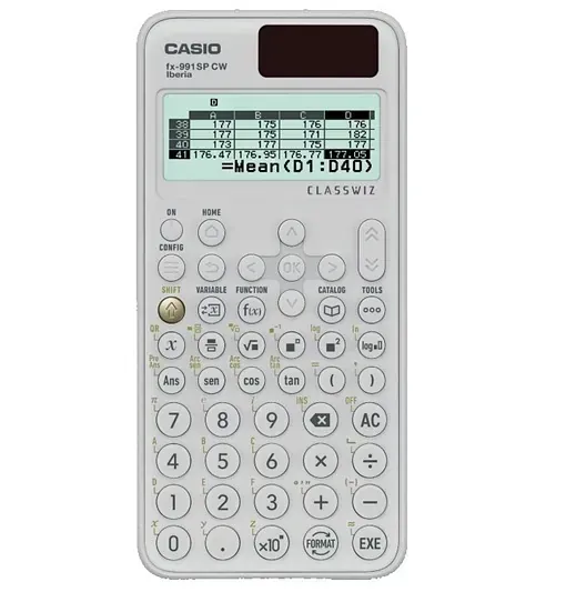 Se muestra una calculadora Casio sobre un fondo blanco.