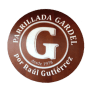 Brown circular logo: "PARRILLADA GARDEL" with a large white "G" inside and "por Raúl Gutiérrez" below.