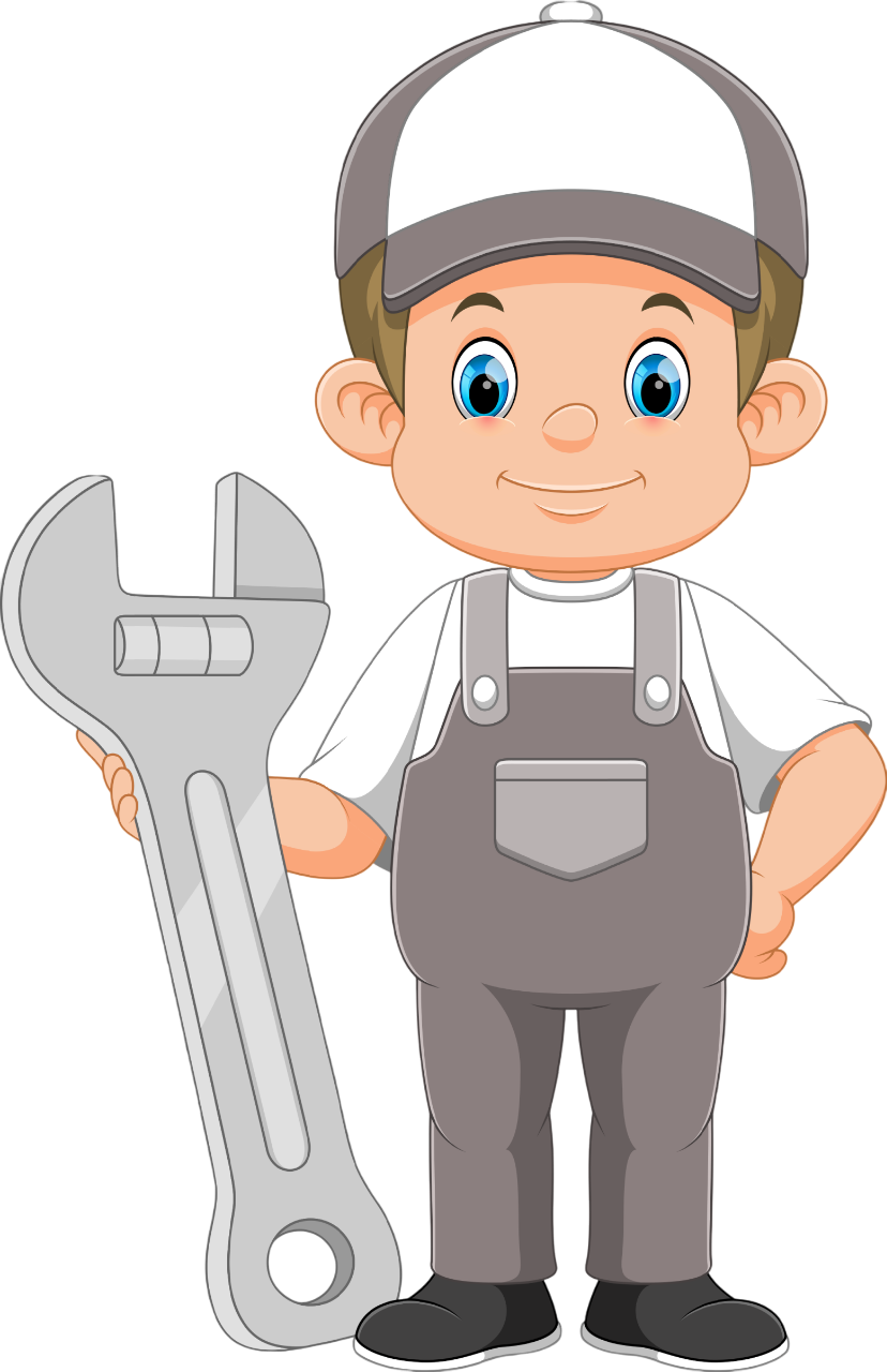 Un personnage avec une clé pour les travaux de plomberie