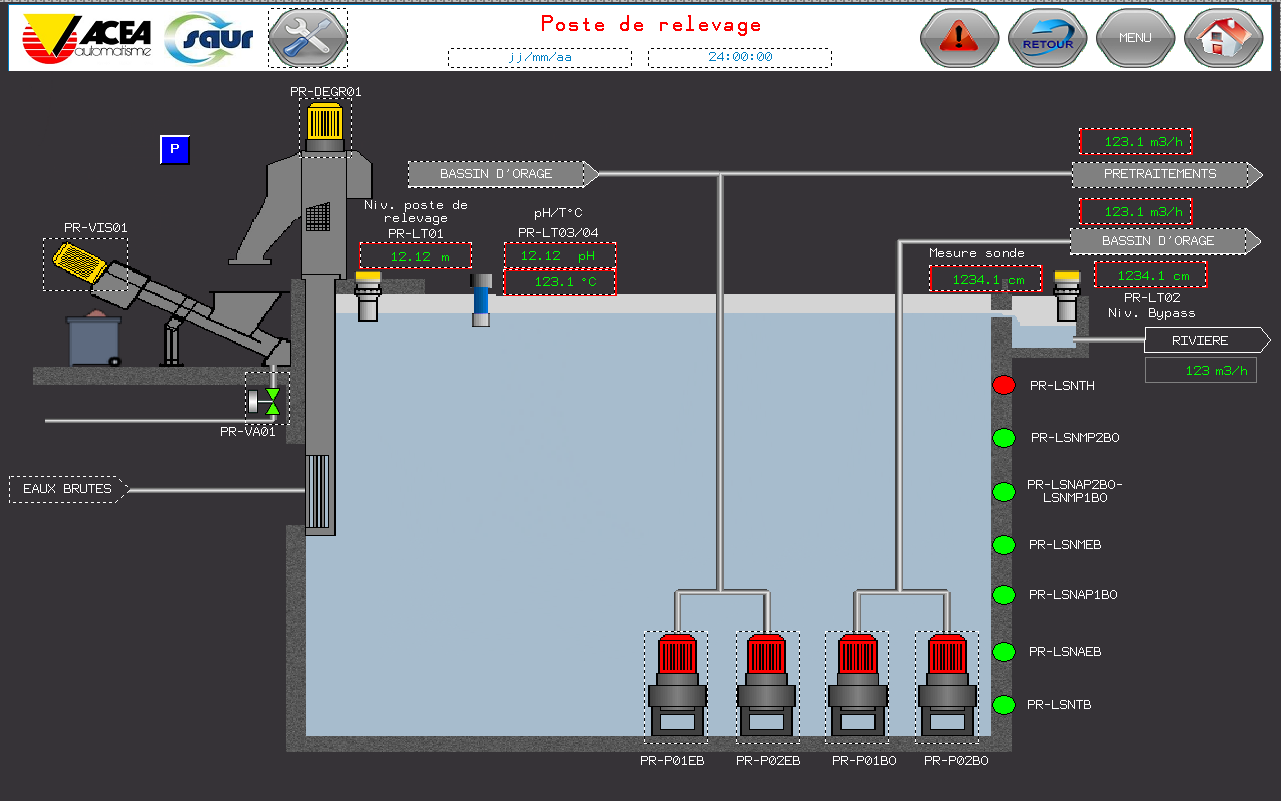Plan en 3D numérique d'une pompe de relevage des eaux.