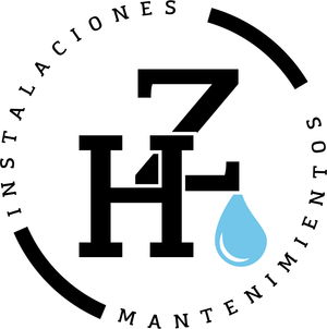 Circular black-and-white logo for installations and maintenance with large H/Z letters and a blue droplet.
