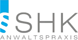 Das Logo der SHK Anwaltspraxis ist blau und schwarz.