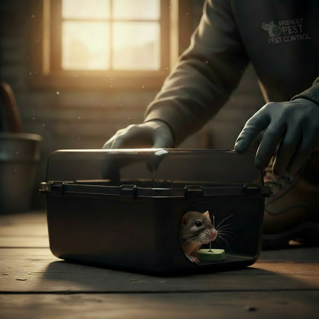 Un rat piégé dans une boîte.