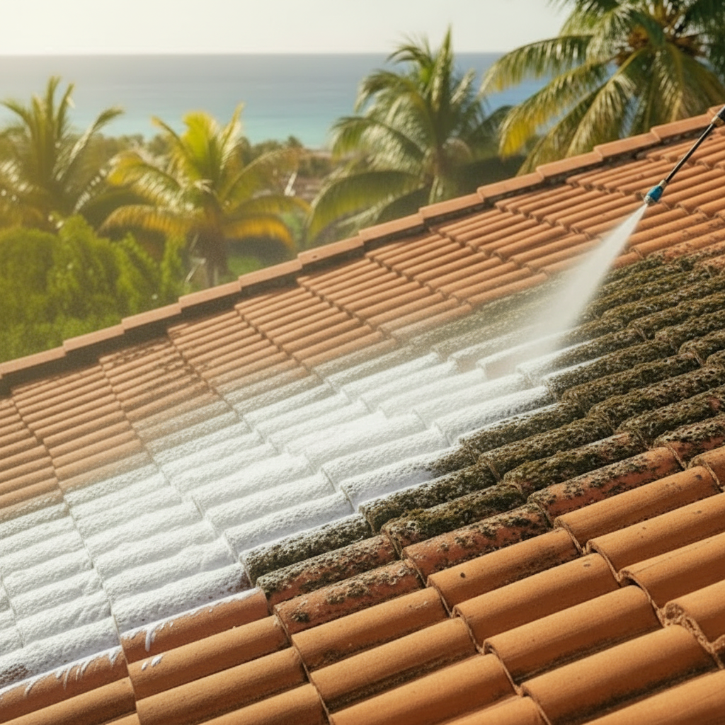 Un produit antimousse pulvérisé.