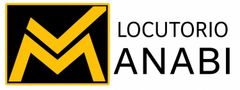 Logotipo de Locutorio ANABI con una “M” estilizada en amarillo sobre texto en blanco y negro.