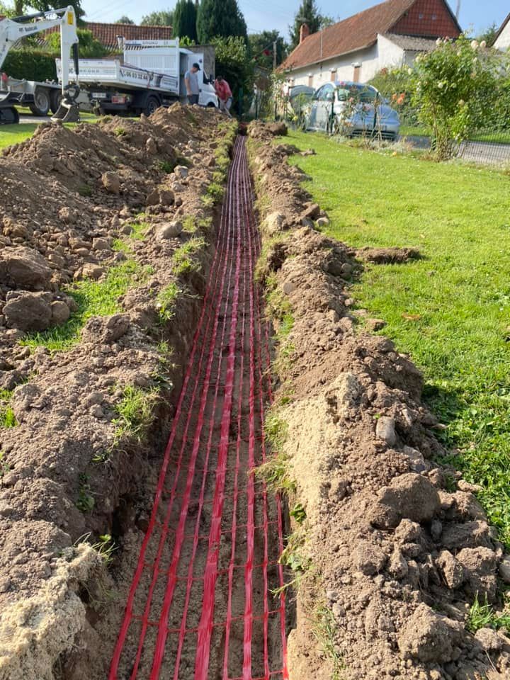 Tranchée de passage de tuyaux