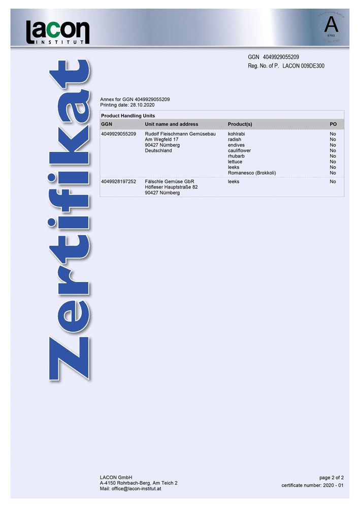 Fleischmann Gemüsebau Global.G.A.P. Certificate 20_21