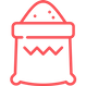 Bolsa de harina, contorno rojo.