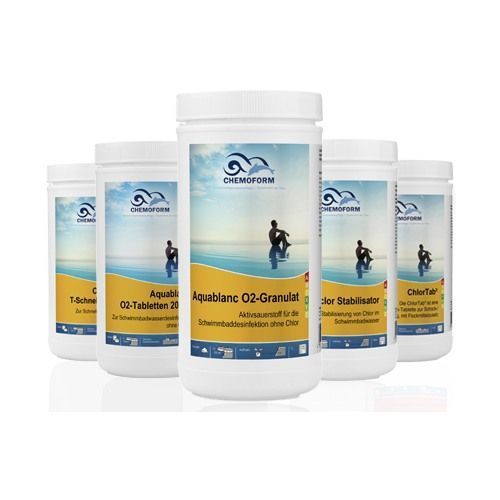 Prodotti chimici per piscine come Aquablanc O2 Granulat-Tecnicpool
