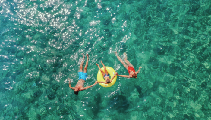 Family relaxing in the water near marathon florida