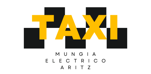 Un logotipo negro y amarillo para taxi mungia electrico aritz