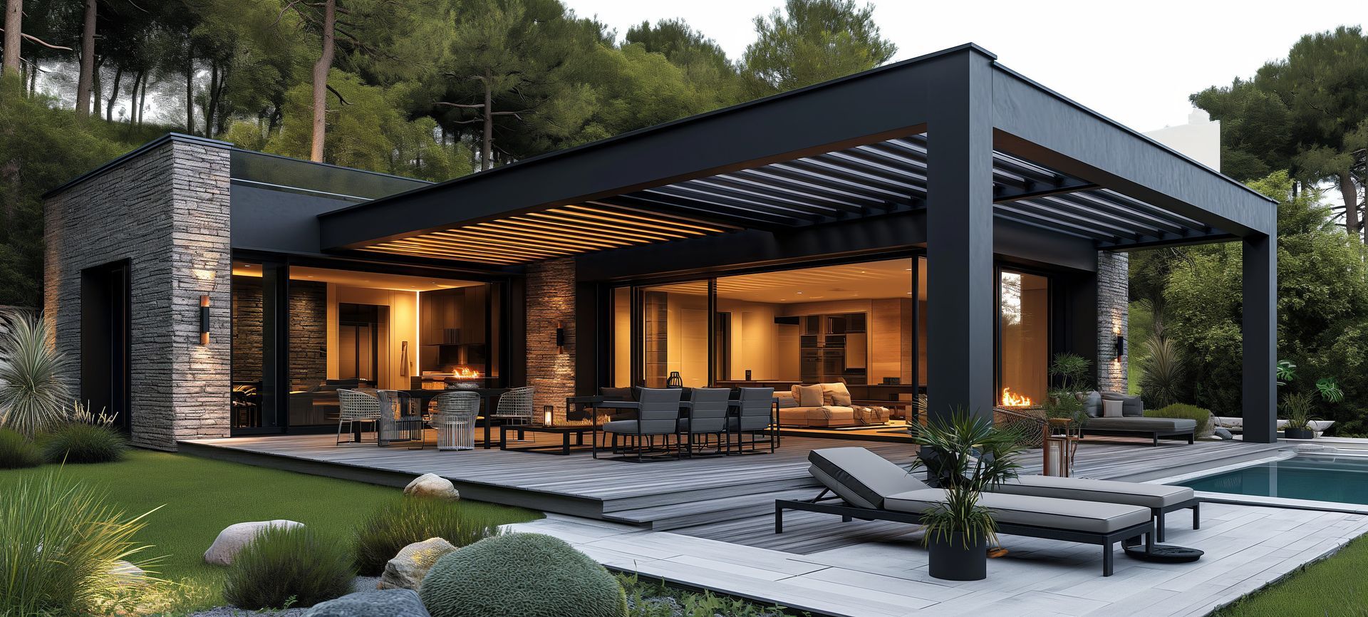 Pergola bioclimatique noire