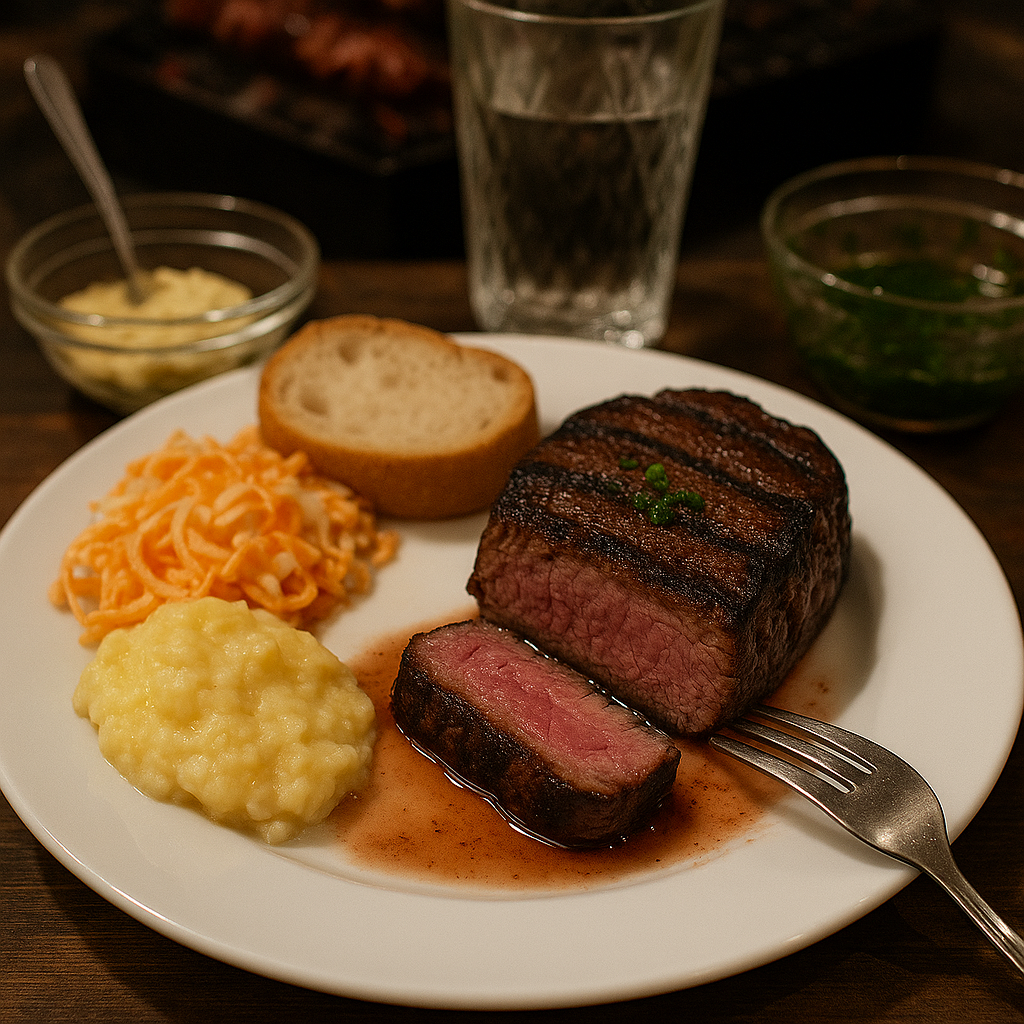 Rindersteak mit Salat