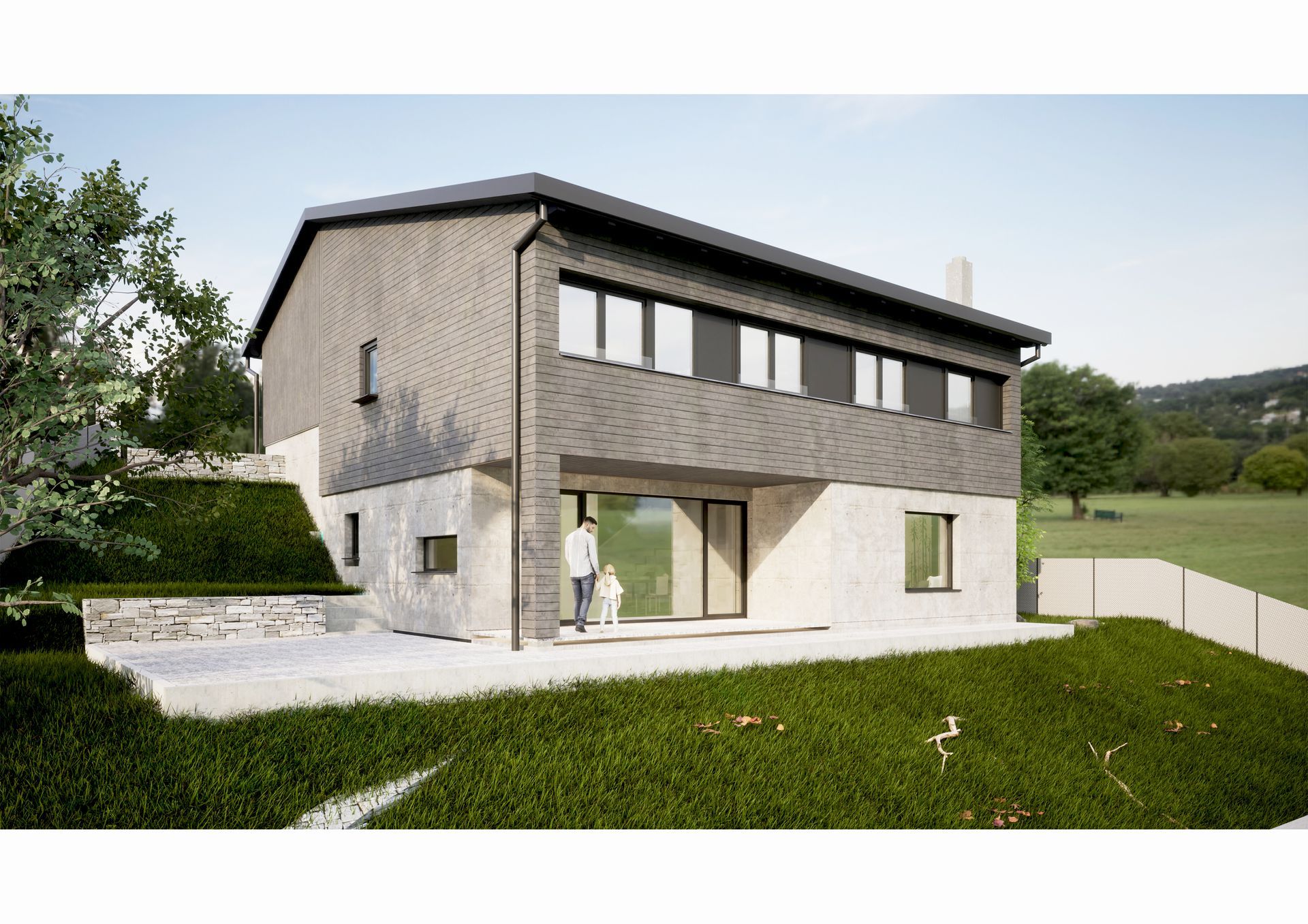 Villa privata con auto parcheggiata