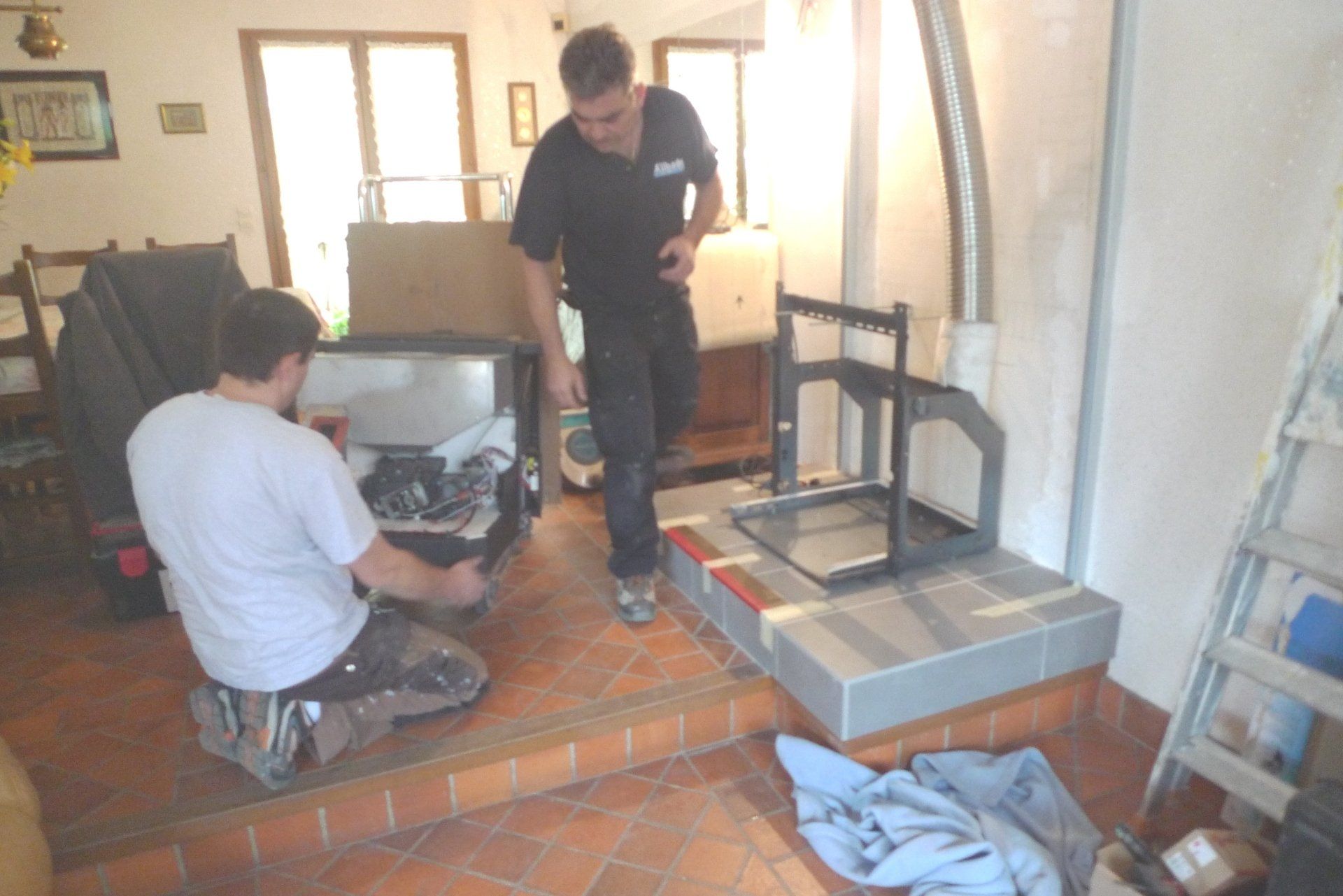 Pose de poêle à granulés