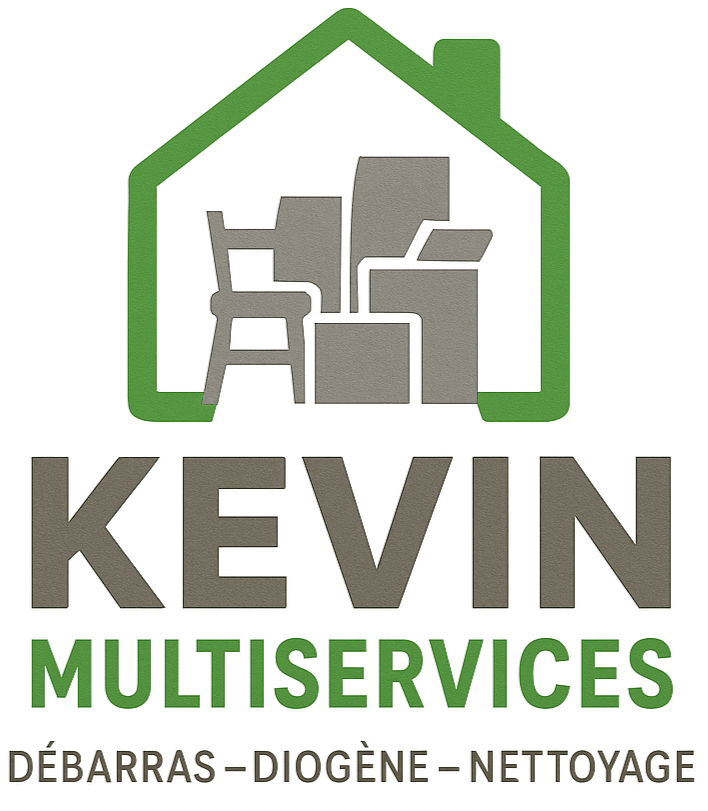 Logo: Green house over gray furniture, 