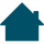 Icône de maison bleu sarcelle avec une cheminée, représentant « maison » ou « page d'accueil ».
