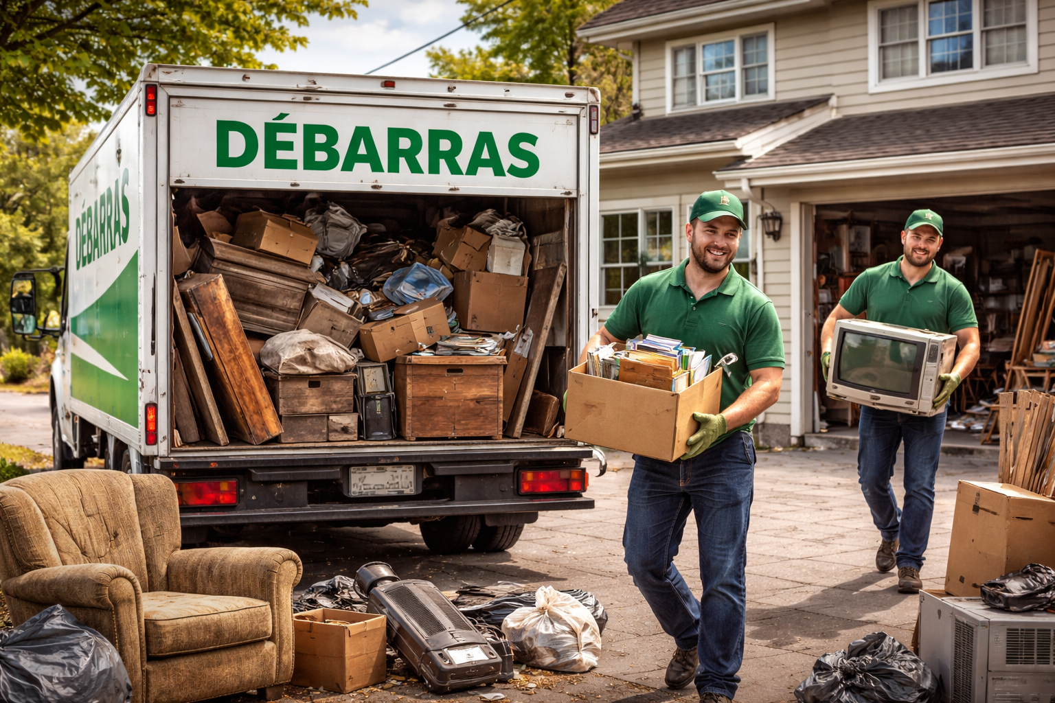 Un salon avec un canapé et une brouette en arrière-plan.