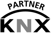 Ein schwarz-weißes Logo für ein Unternehmen namens Partner Knx.