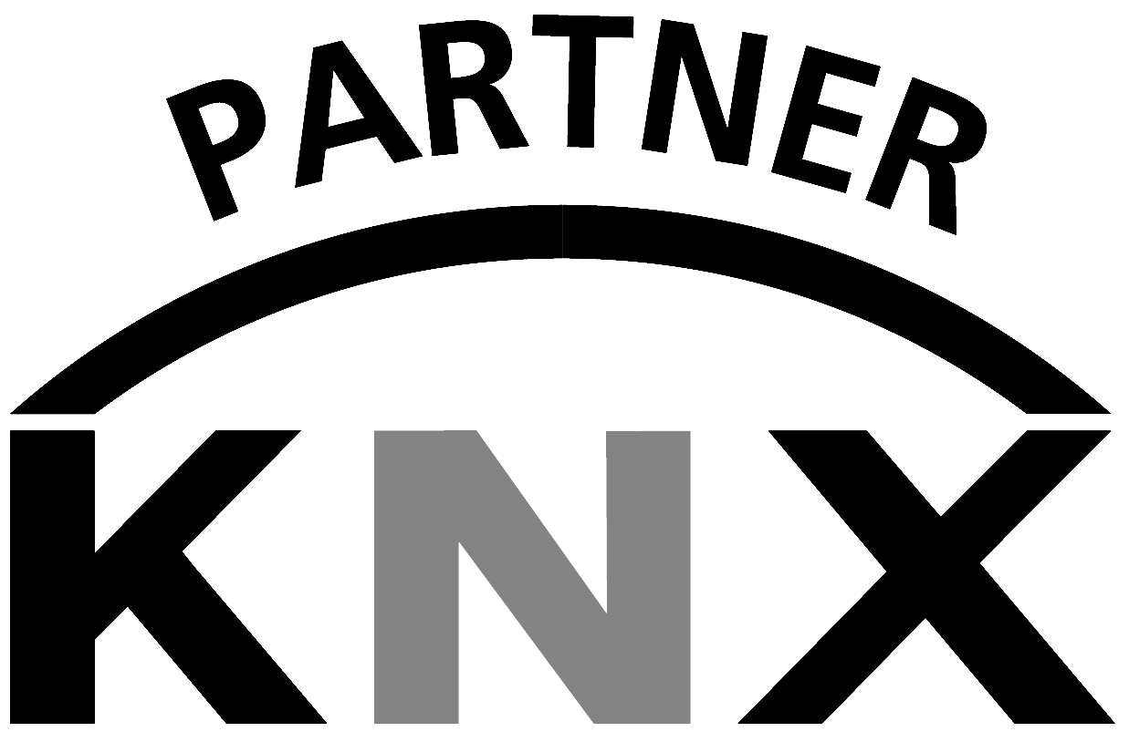 Ein schwarz-weißes Logo für ein Unternehmen namens Partner Knx.