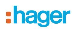 Das Hager-Logo ist blau und orange auf weißem Hintergrund.