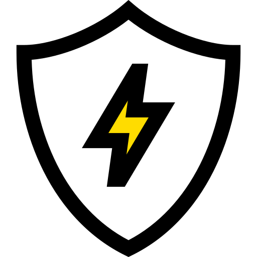 Ein schwarzes Schild mit einem gelben Blitz darin.