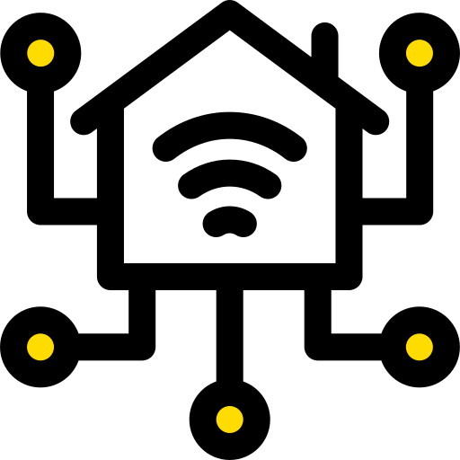 Ein Symbol eines Hauses, aus dem ein WLAN-Signal ausgeht.
