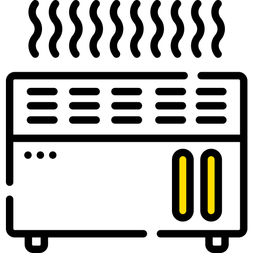 Ein Symbol einer Heizung, aus der Rauch aufsteigt.