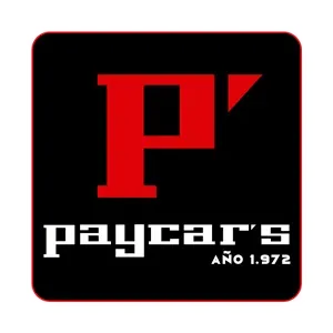 El logotipo de un coche de pago con una letra p roja sobre un fondo negro