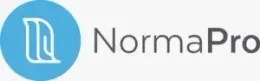 Un círculo azul con la palabra normapro en él.