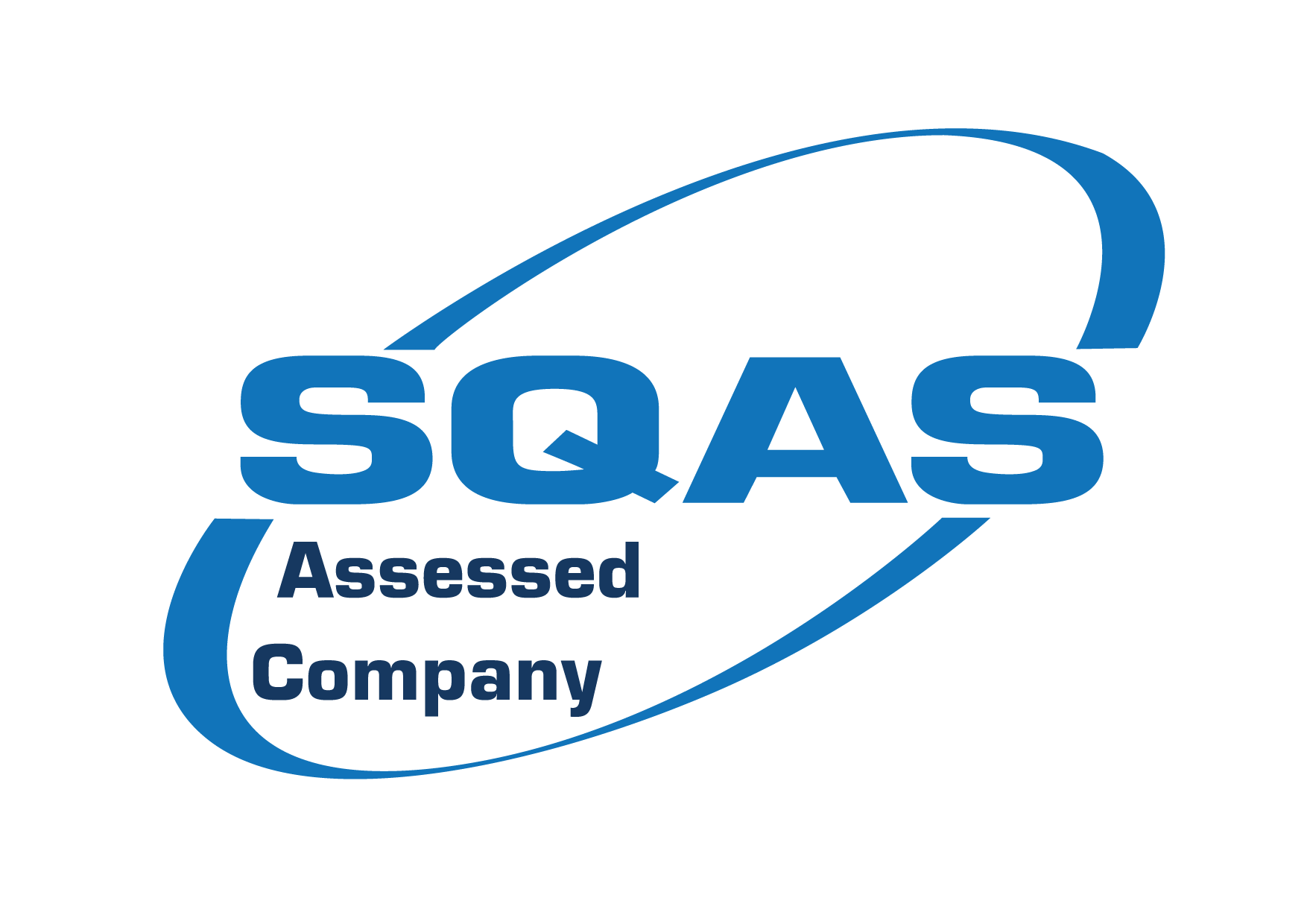 Logotipo de la empresa evaluada por SQAS, texto azul dentro de un óvalo azul:
