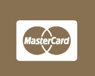 Logotipo de MasterCard: círculos entrelazados y marca denominativa en blanco sobre un fondo tostado.
