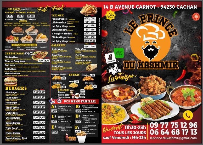 Menu fast food