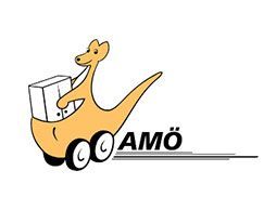 Ein Zeichentrick-Känguru trägt eine Schachtel im Maul.