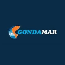 Un logotipo para una empresa llamada Gondamar con un pez sobre un fondo azul.