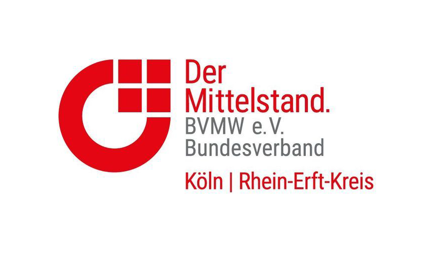 Red and gray logo for Der Mittelstand, BVMW e.V. Bundesverband Köln | Rhein-Erft-Kreis
