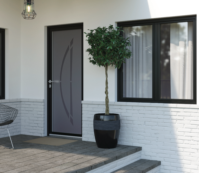 Porte d'entrée moderne et fenêtre en aluminium