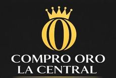 Logotipo de una corona dorada encima de las palabras «COMPRO ORO LA CENTRAL» sobre un fondo negro