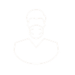 Un dibujo lineal de un hombre que lleva una mascarilla quirúrgica.