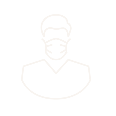Un dibujo lineal de un hombre que lleva una mascarilla quirúrgica.