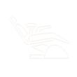 Un dibujo lineal de una silla dental con un cepillo de dientes encima.