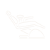 Un dibujo lineal de una silla dental con un cepillo de dientes encima.